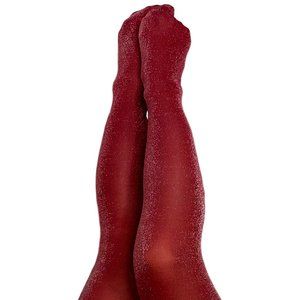Kixies Holly Cranberry Shimmer Thigh High Stockings Stay up Size C
